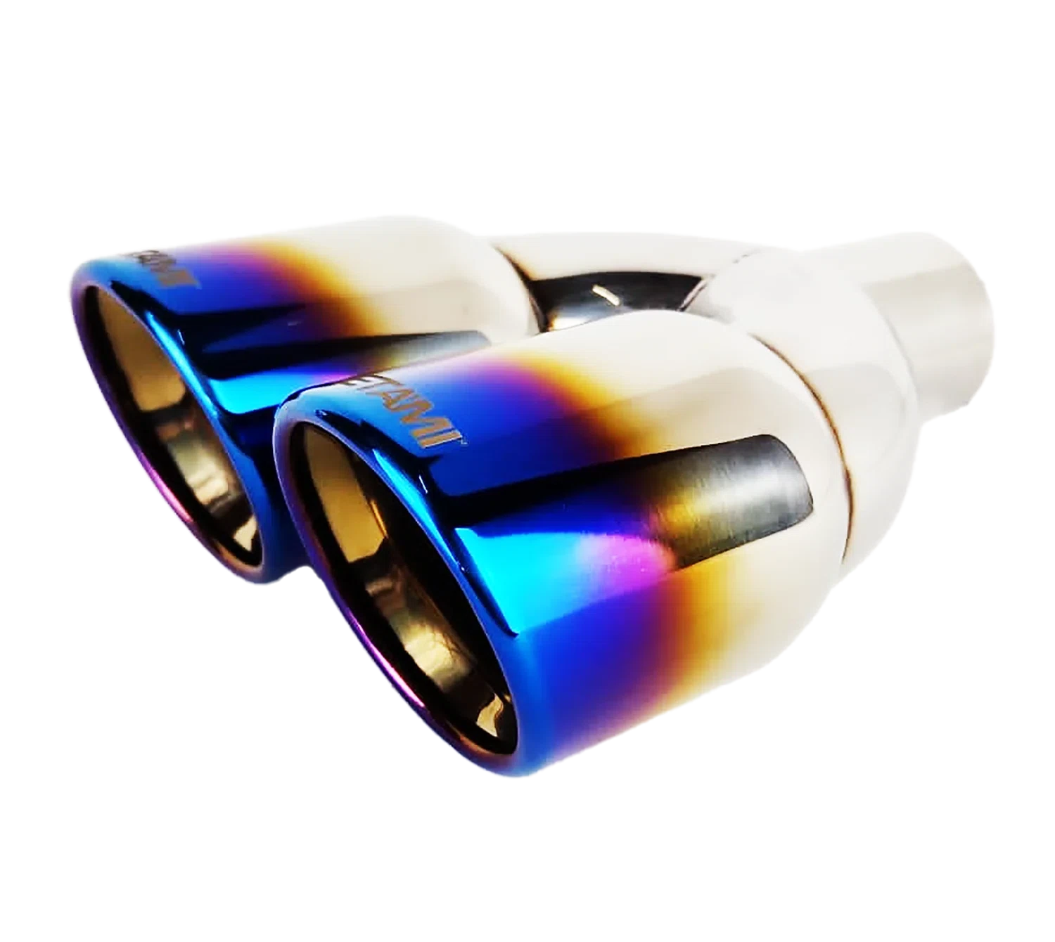 2.25_ ID_3.5_ OUT_9.5_ Dual Double Wall Slant Cut Exhaust Tip-Blue NT-2568BL